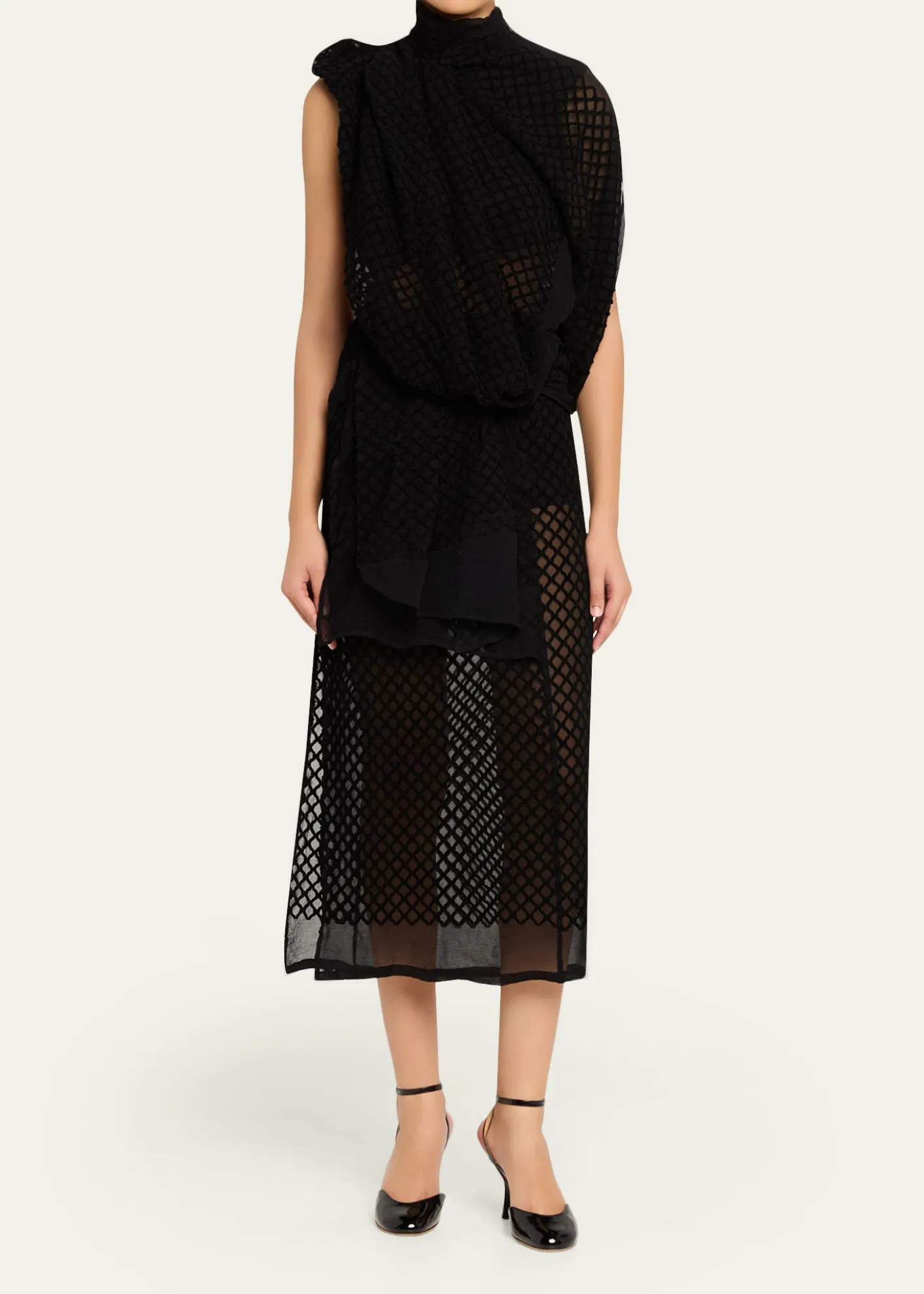 DiotimaMayor Draped Open-Back Silk Midi Dress