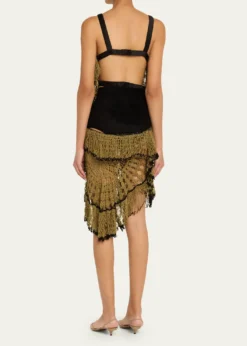 DiotimaTrio Web Crochet Ruffle Backless Dress