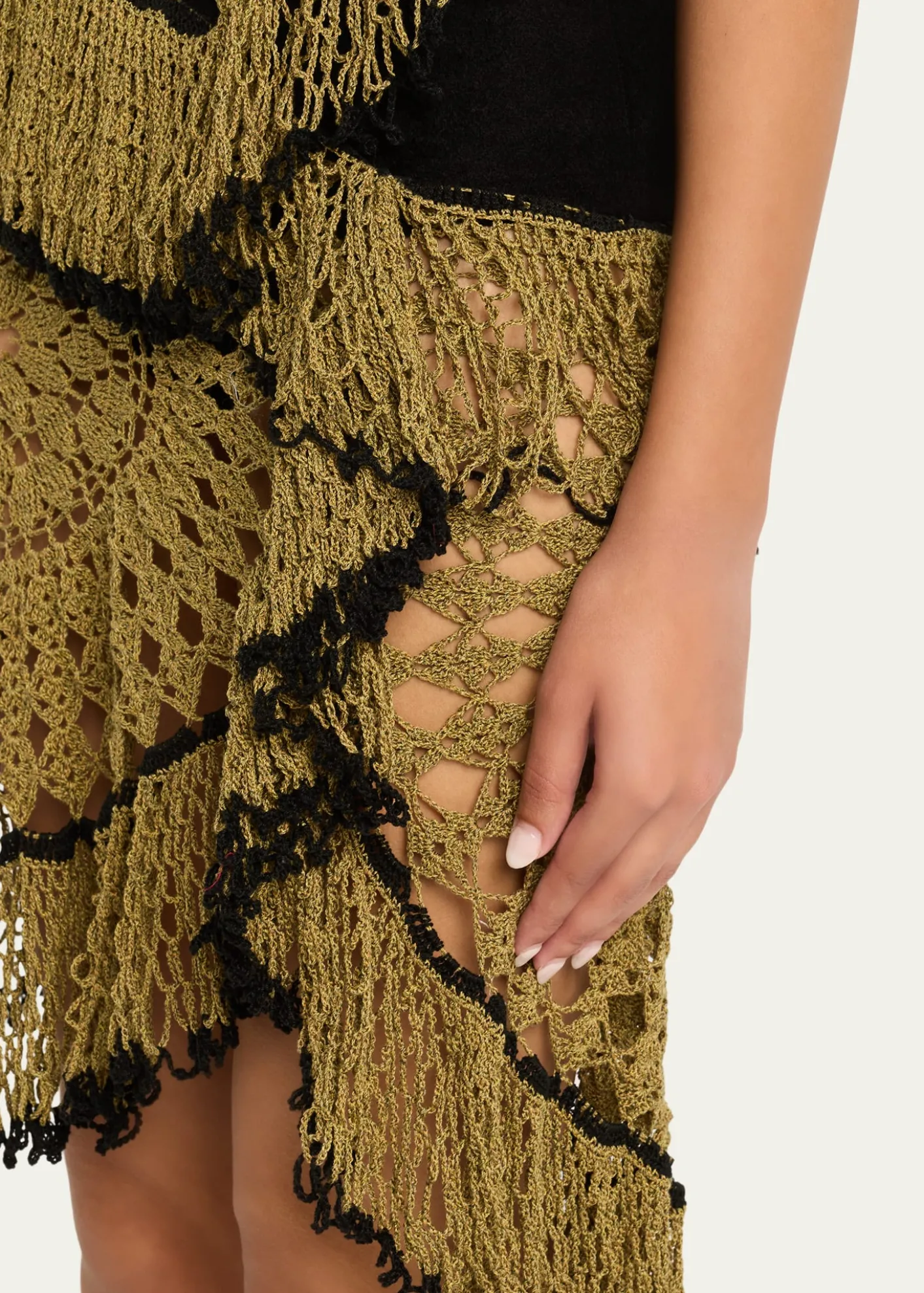 DiotimaTrio Web Crochet Ruffle Backless Dress