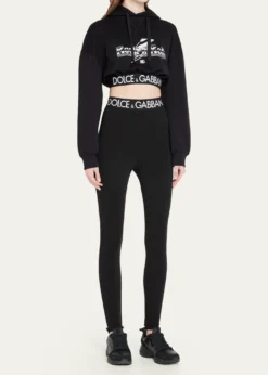 Dolce&GabbanaBranded Elastic High-Waist Leggings w/ Detachable Stirrups