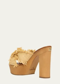 Dolce&GabbanaKnotted Crossover Raffia Platform Sandals
