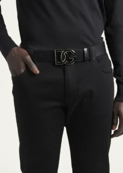 Dolce&GabbanaMen's DG-Logo Leather Buckle Belt