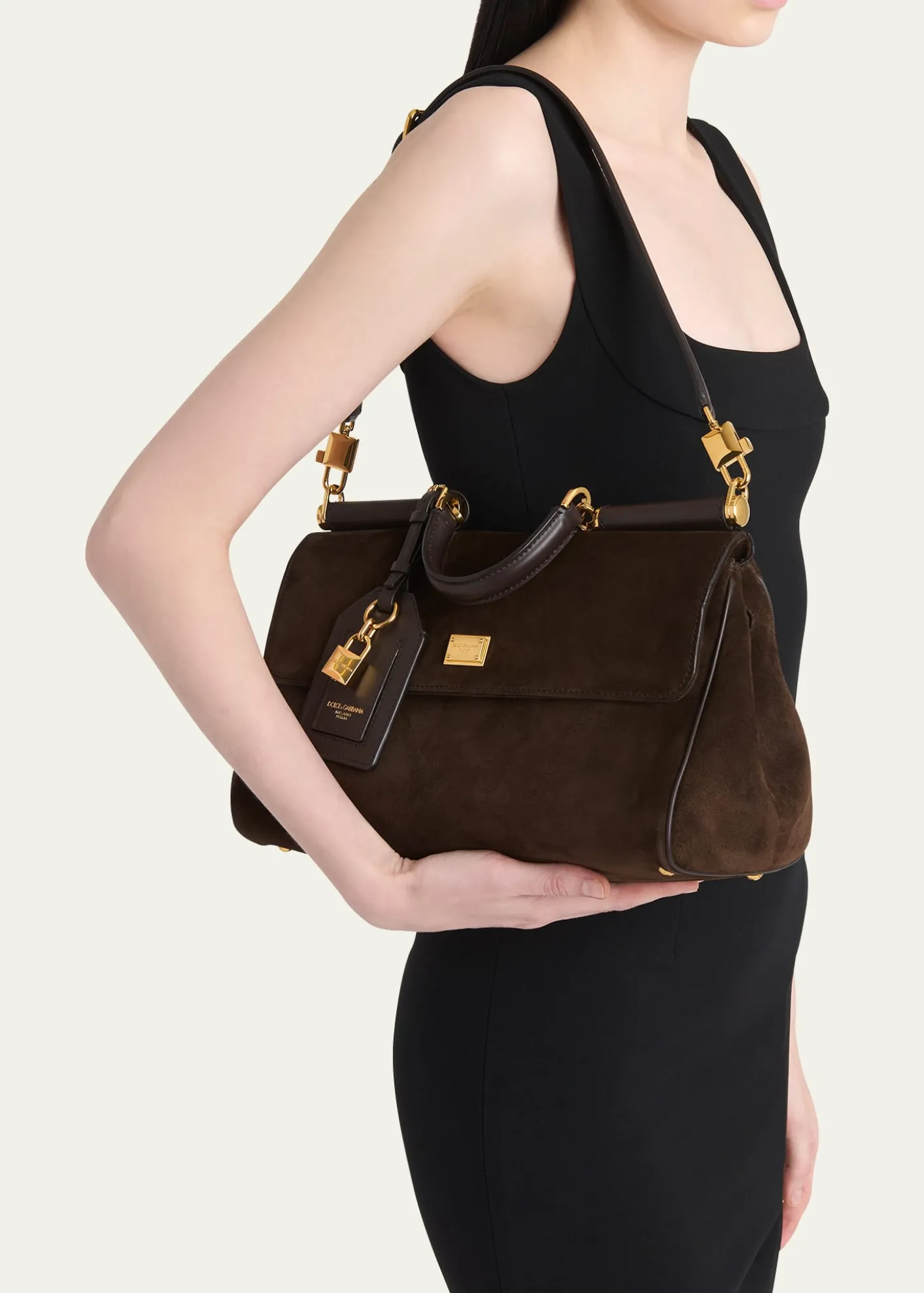 Dolce&GabbanaMy Sicily Suede and Leather Top-Handle Bag