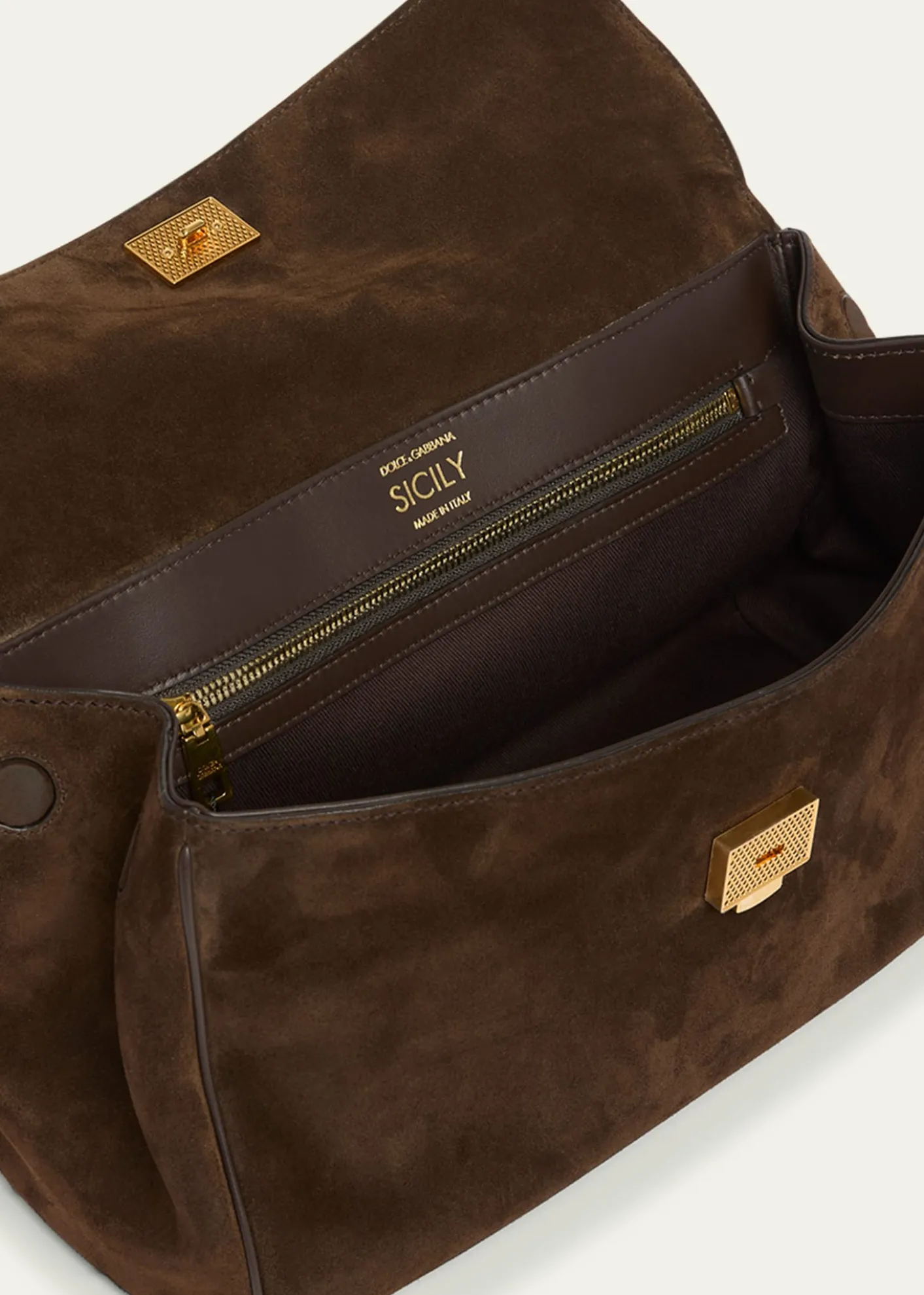 Dolce&GabbanaMy Sicily Suede and Leather Top-Handle Bag