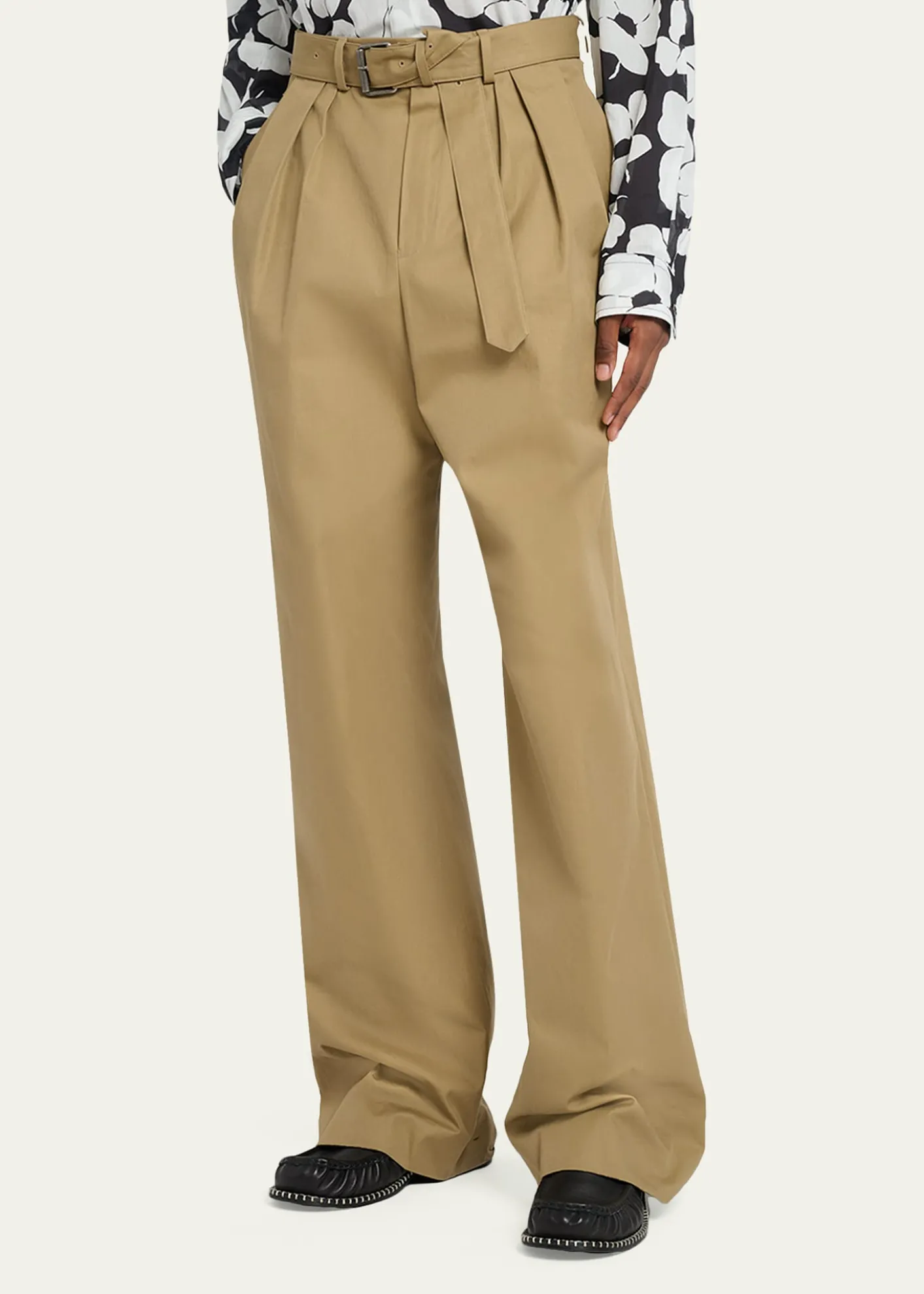 Dries Van NotenMen's Belted Loose Cotton Trousers