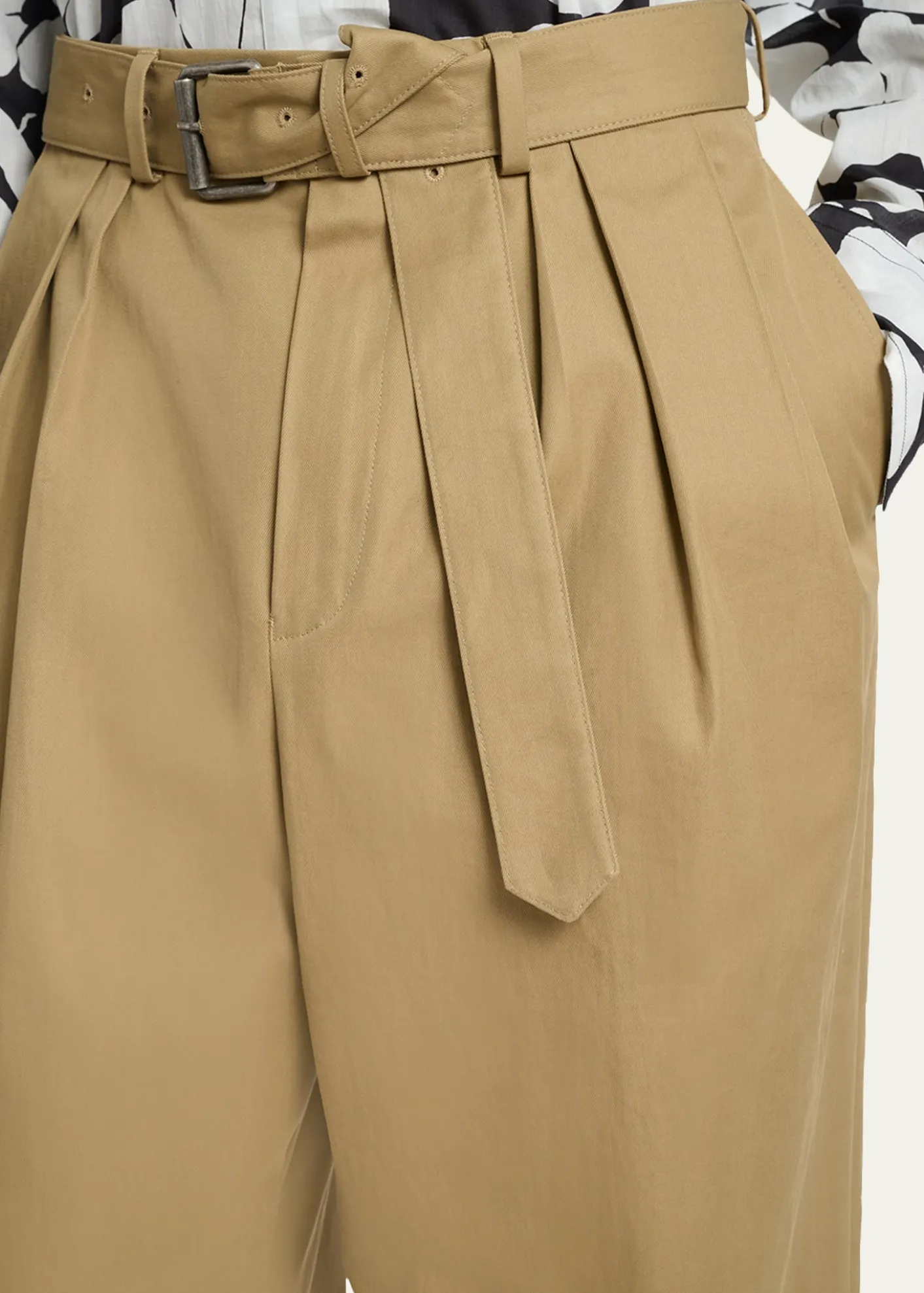 Dries Van NotenMen's Belted Loose Cotton Trousers