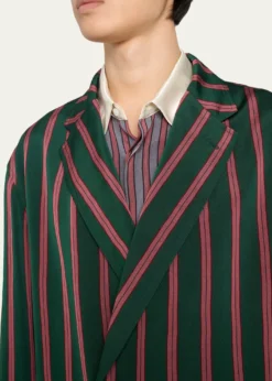 Dries Van NotenMen's Striped Viscose-Silk Coat