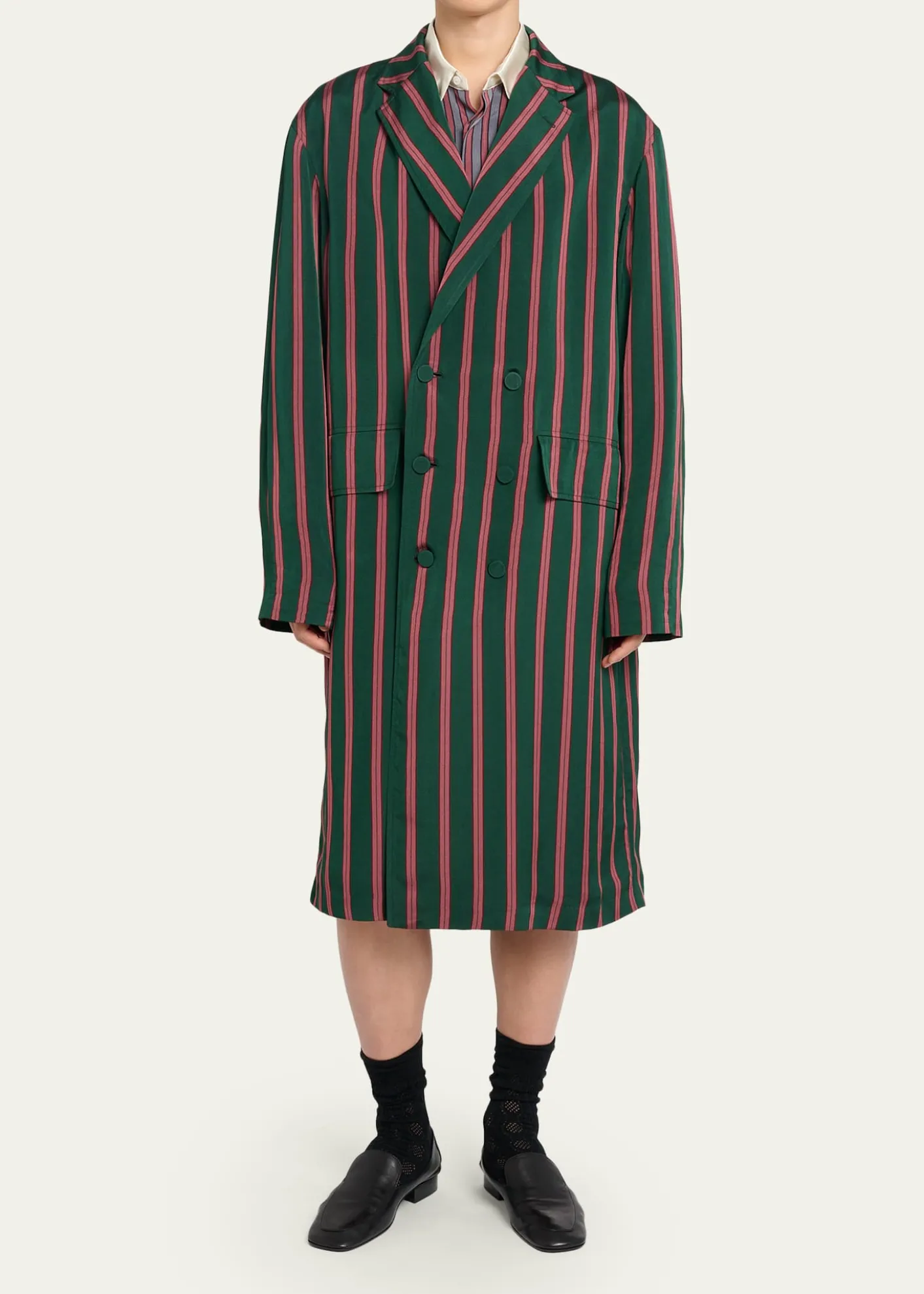 Dries Van NotenMen's Striped Viscose-Silk Coat