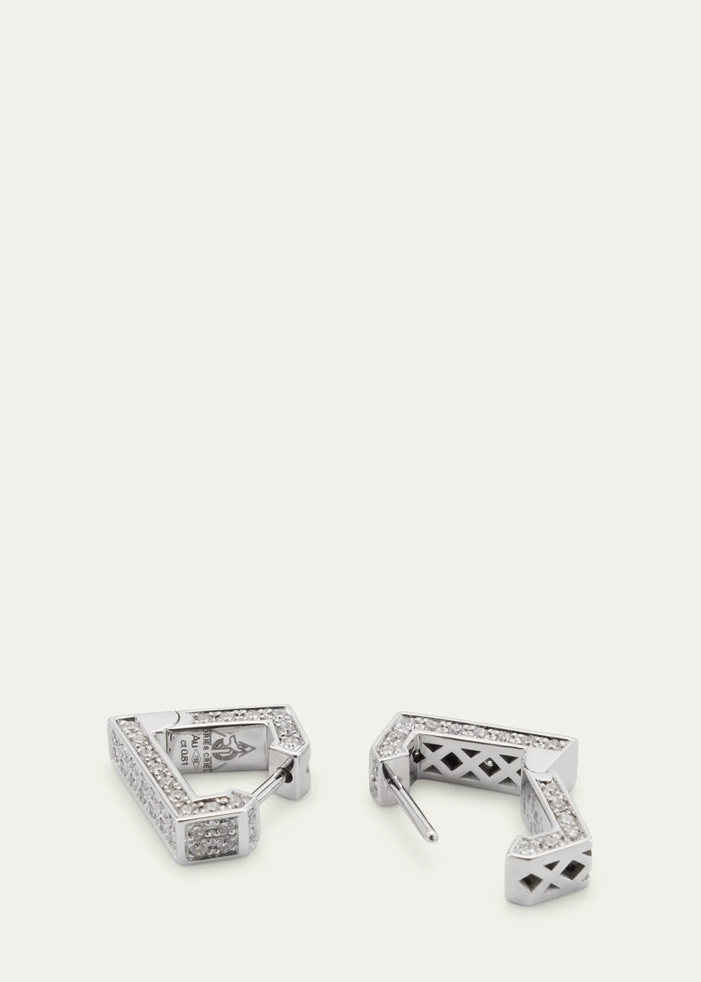 Dries Criel18K White Gold Mini Brute Diamanti Earrings