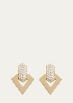 Dries Criel18k Yellow Gold Diamond Brute Pendant Earrings
