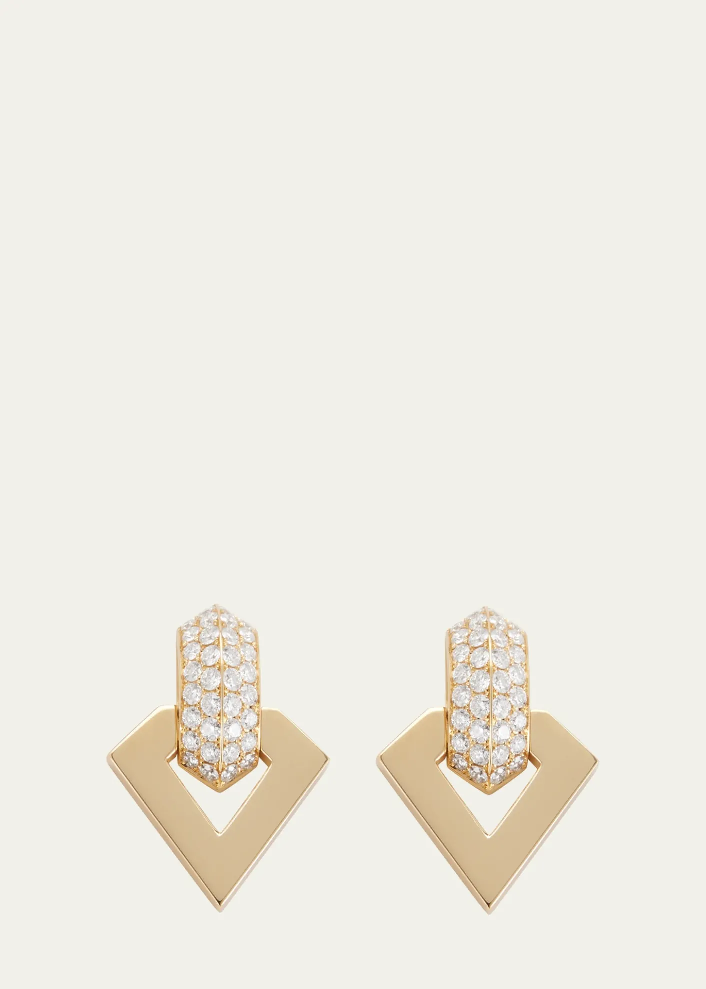 Dries Criel18k Yellow Gold Diamond Brute Pendant Earrings