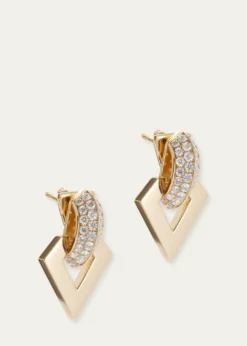 Dries Criel18k Yellow Gold Diamond Brute Pendant Earrings