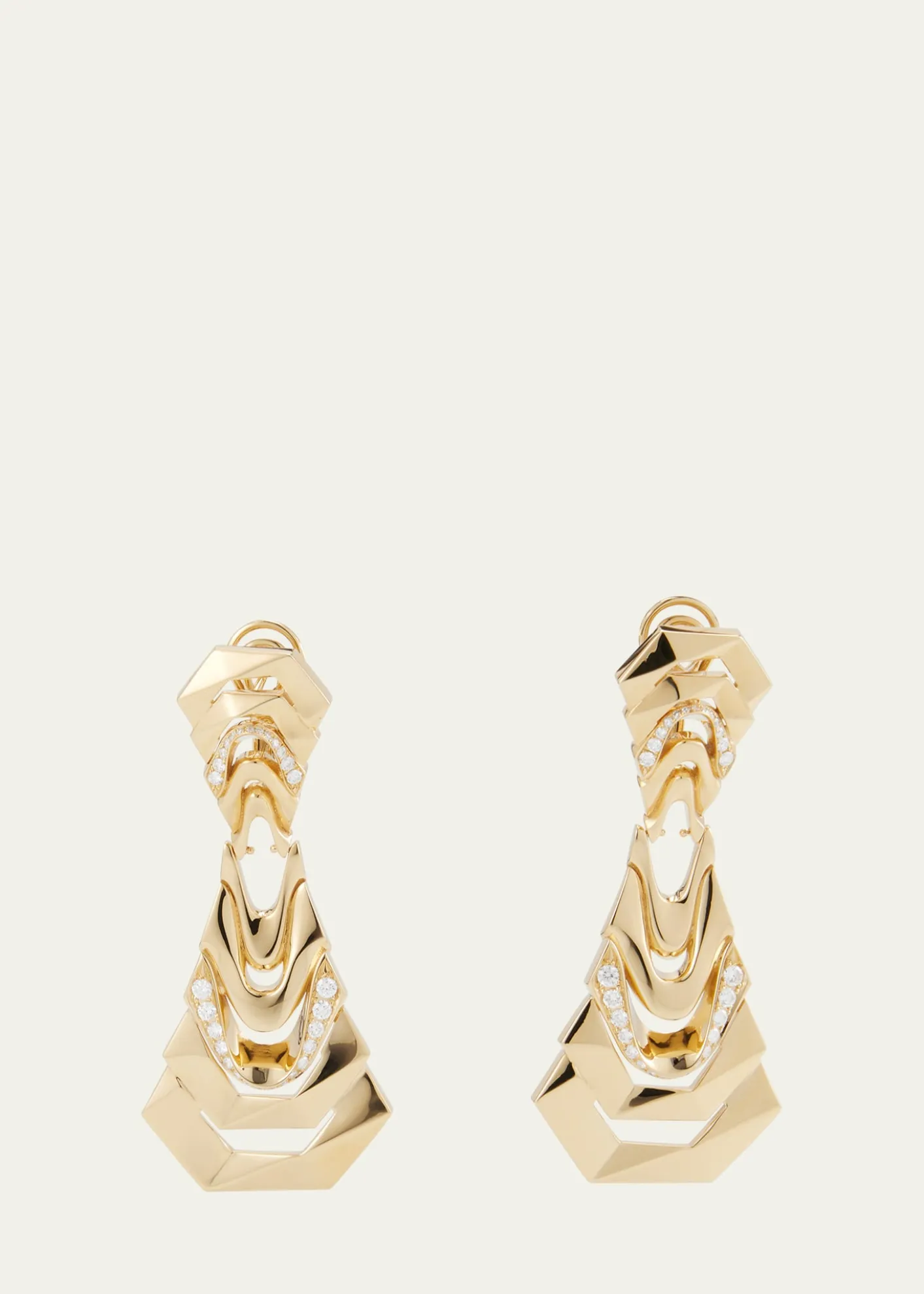 Dries Criel18k Yellow Gold Diamond White Crow Earrings