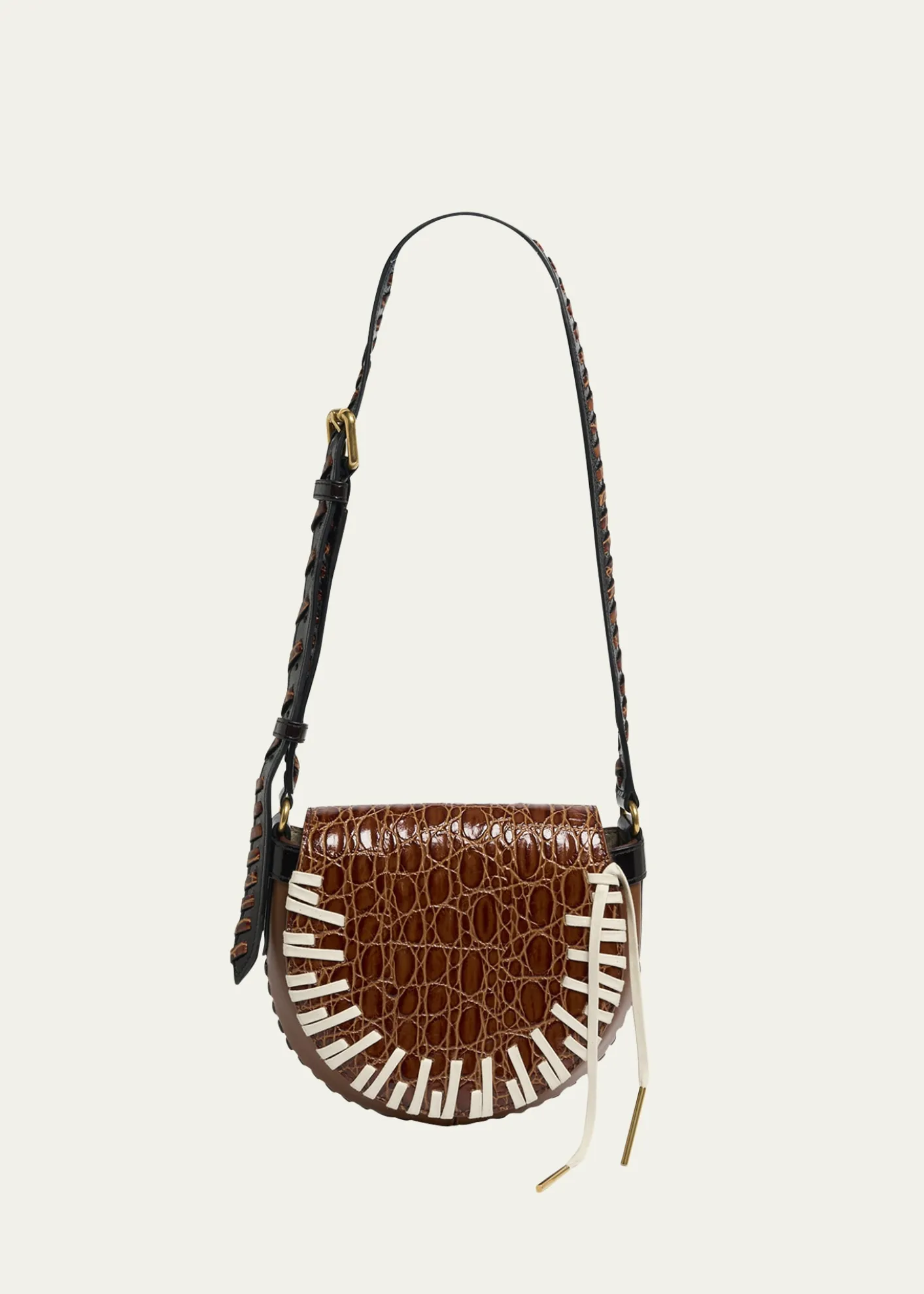 Dries Van NotenArc Small Mixed Leather Whipstitch Crossbody Bag
