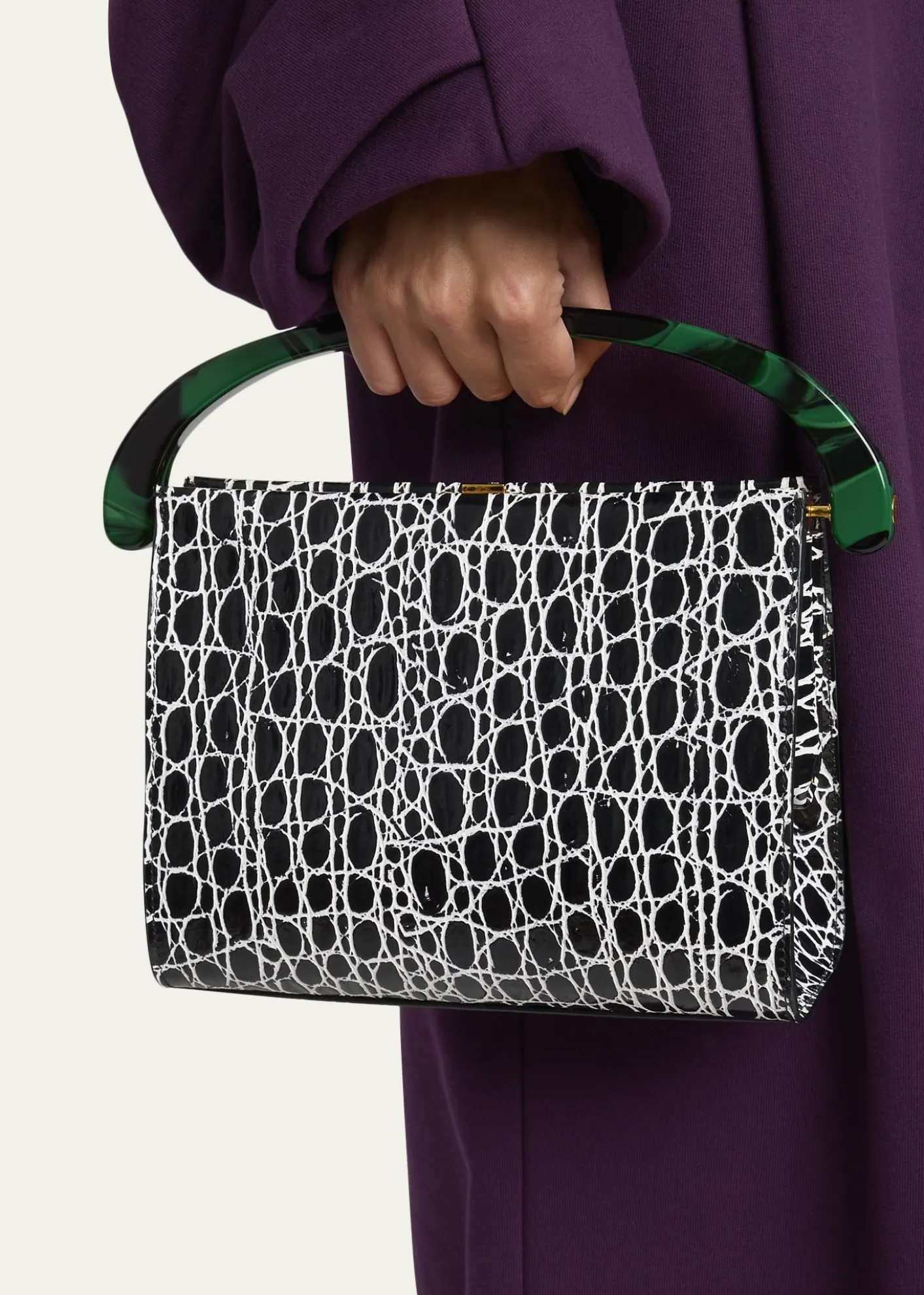Dries Van NotenCroc-Embossed Leather Top-Handle Bag