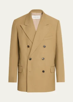 Dries Van NotenMen's Cotton Peak Lapel Double-Breasted Sport Coat
