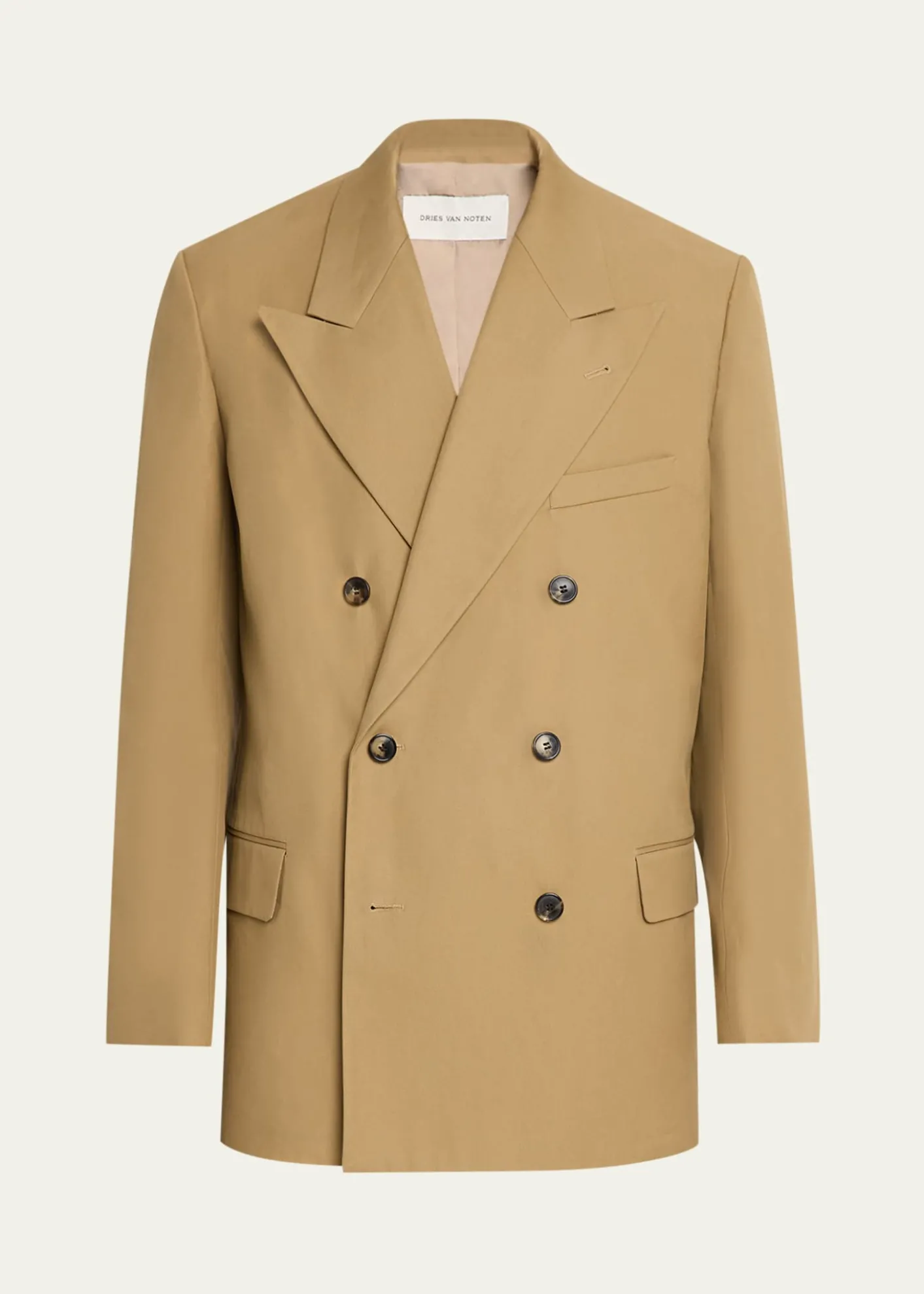 Dries Van NotenMen's Cotton Peak Lapel Double-Breasted Sport Coat