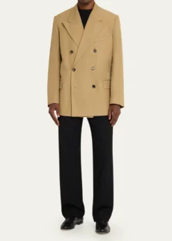 Dries Van NotenMen's Cotton Peak Lapel Double-Breasted Sport Coat