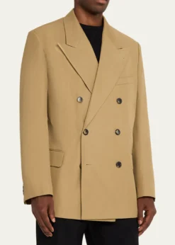 Dries Van NotenMen's Cotton Peak Lapel Double-Breasted Sport Coat