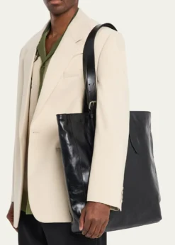Dries Van NotenMen's Leather Messenger Bag with Shoulder Strap