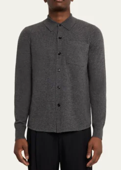 Dries Van NotenMen's Monaco Cashmere Knit Pocket Button-Down Shirt