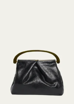 Dries Van NotenPleated Crinkled Leather Top-Handle Bag