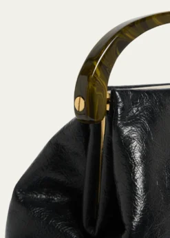 Dries Van NotenPleated Crinkled Leather Top-Handle Bag