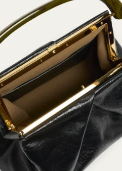 Dries Van NotenPleated Crinkled Leather Top-Handle Bag