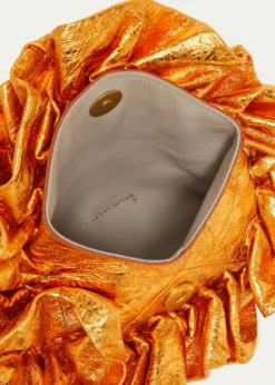 Dries Van NotenSmall Metallic Ruffle Leather Clutch Bag
