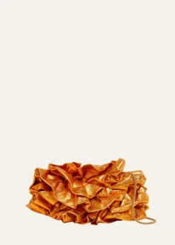 Dries Van NotenSmall Metallic Ruffle Leather Clutch Bag