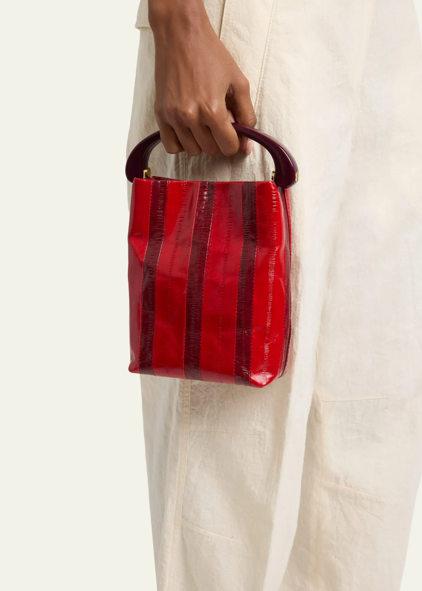 Dries Van NotenStriped Leather Top-Handle Bag