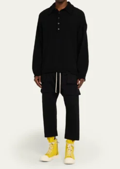DRKSHDW RICK OWENSMen's Cargo Sneaks Denim High-Top Sneakers