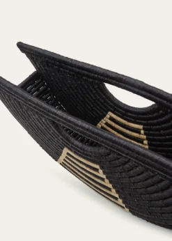 EILAFLarge Half Moon Raffia Top-Handle Bag