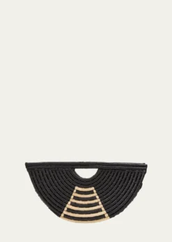 EILAFLarge Half Moon Raffia Top-Handle Bag