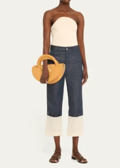 EILAFMedani XL Leather & Straw Top-Handle Bag