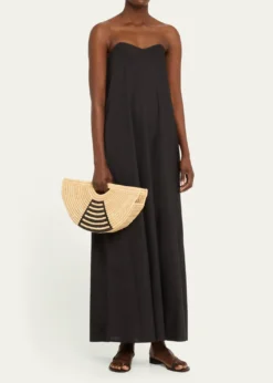 EILAFMini Half Moon Raffia Top-Handle Bag