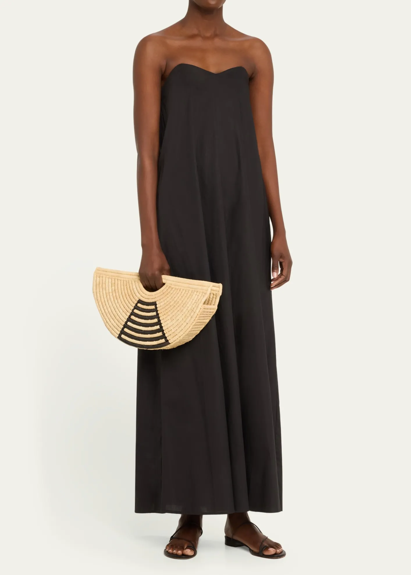 EILAFMini Half Moon Raffia Top-Handle Bag