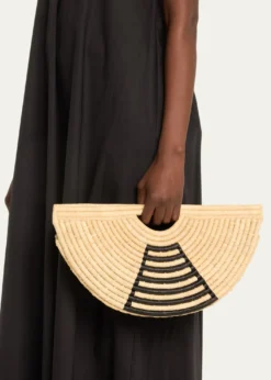 EILAFMini Half Moon Raffia Top-Handle Bag