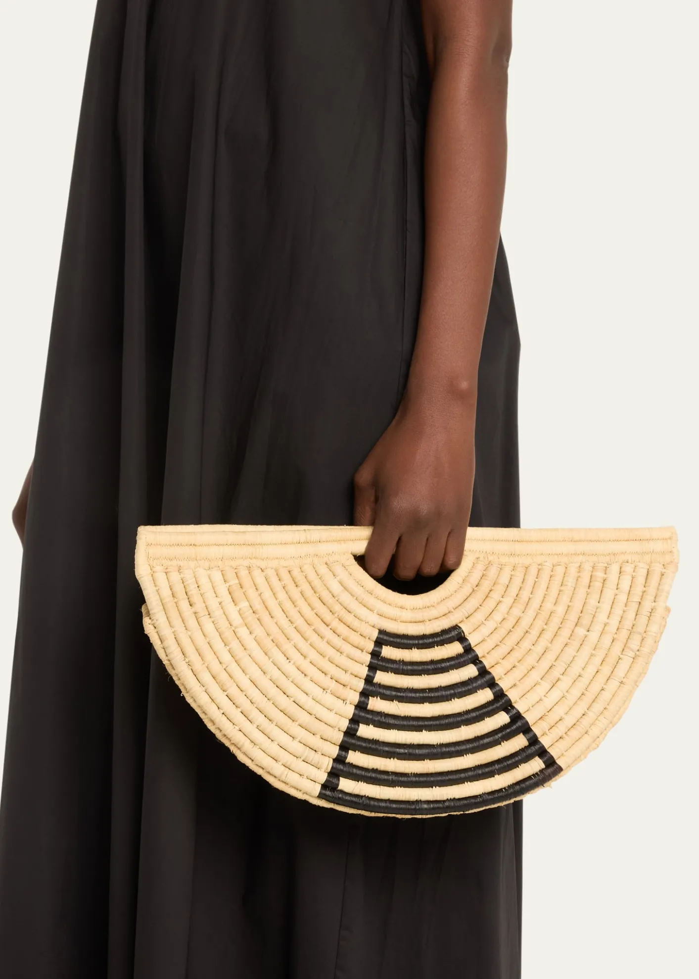 EILAFMini Half Moon Raffia Top-Handle Bag
