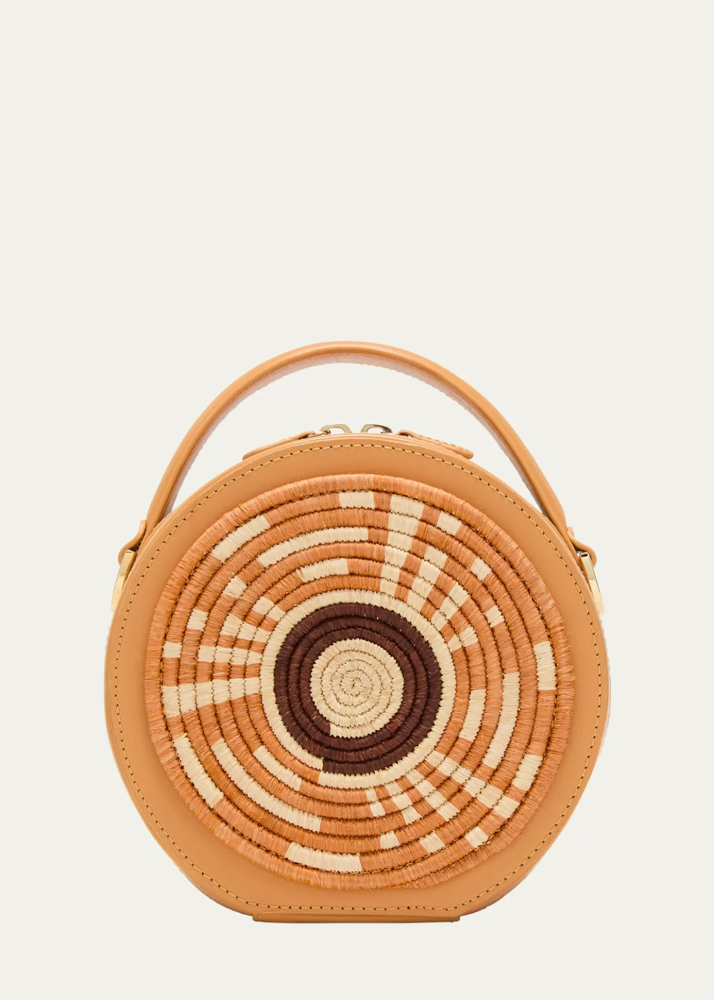 EILAFRwenzori Round Leather & Straw Top-Handle Bag