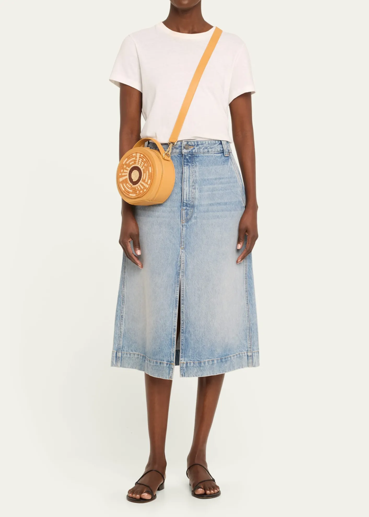 EILAFRwenzori Round Leather & Straw Top-Handle Bag