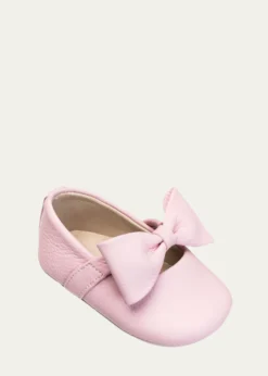 ElephantitoGirl's Leather Ballet Flat w/ Bow, Baby