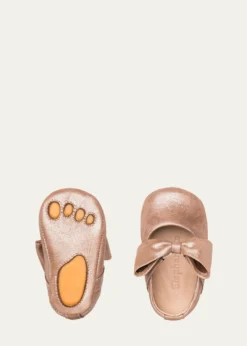 ElephantitoGirl's Leather Ballet Flat w/ Bow, Baby