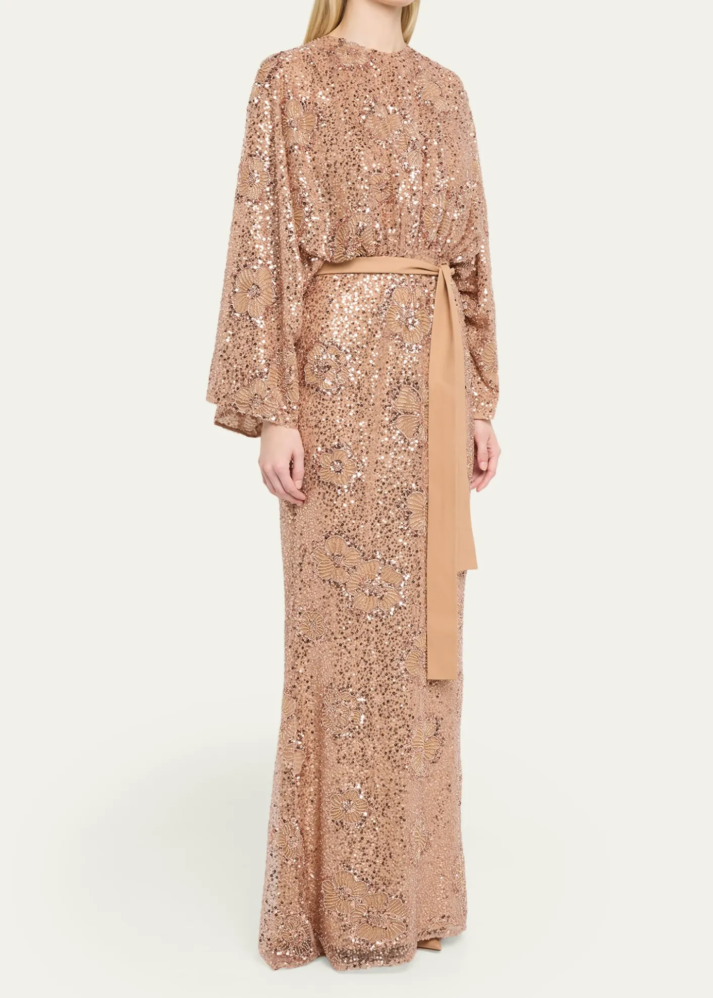 Elie SaabSemi-Sheer Sequin Embroidered Mesh Dress