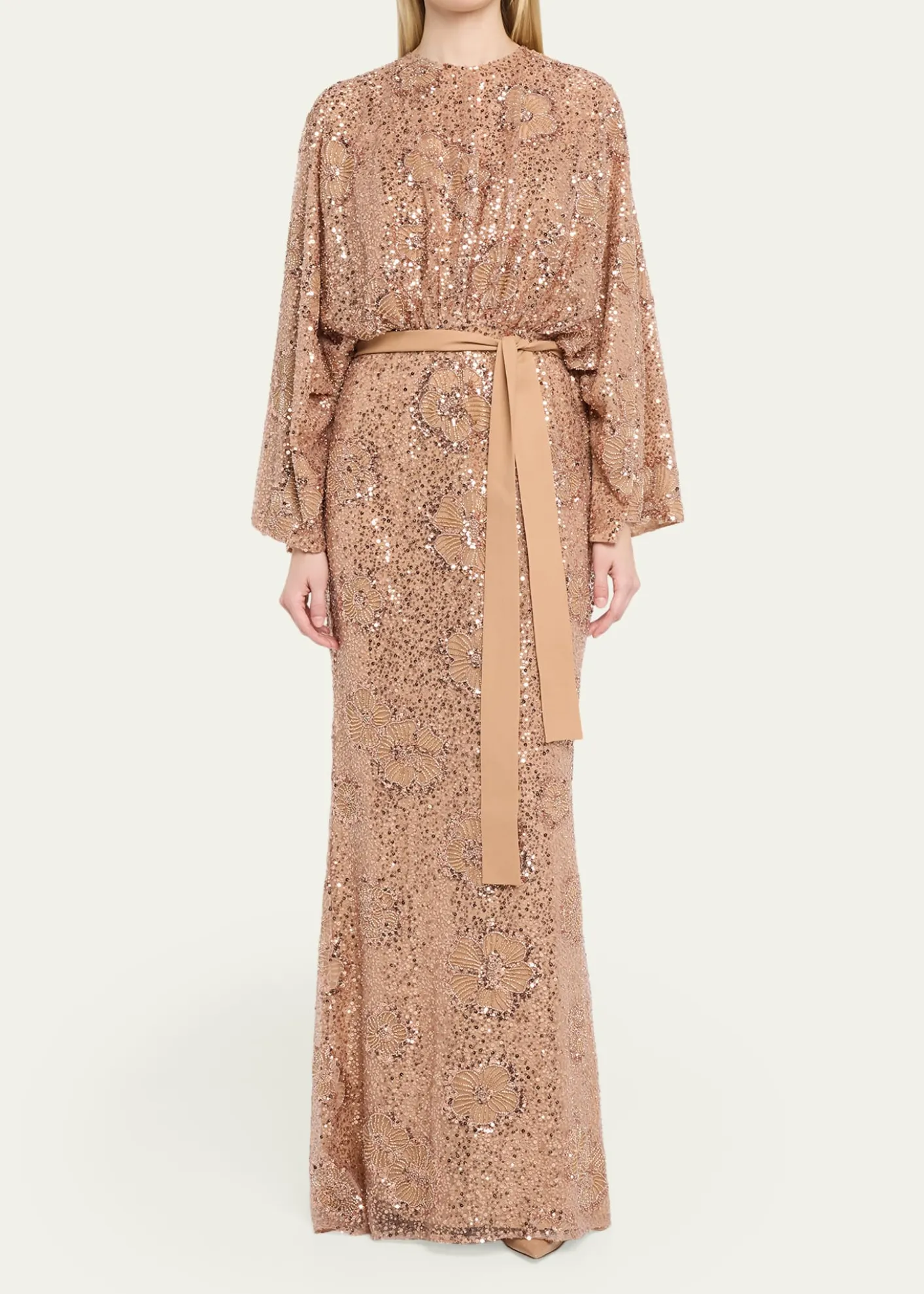 Elie SaabSemi-Sheer Sequin Embroidered Mesh Dress