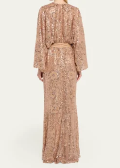 Elie SaabSemi-Sheer Sequin Embroidered Mesh Dress