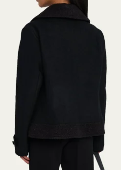 Emporio ArmaniDouble-Breasted Peacoat with Faux Leather Trim