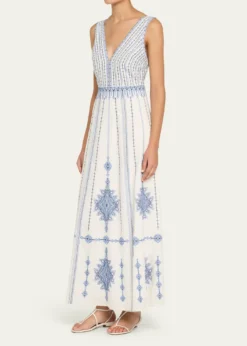 EMPORIO SIRENUSENellie Astragal Embroidered Sleeveless Maxi Dress