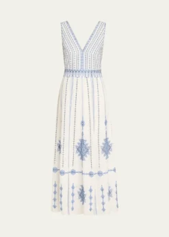 EMPORIO SIRENUSENellie Astragal Embroidered Sleeveless Maxi Dress