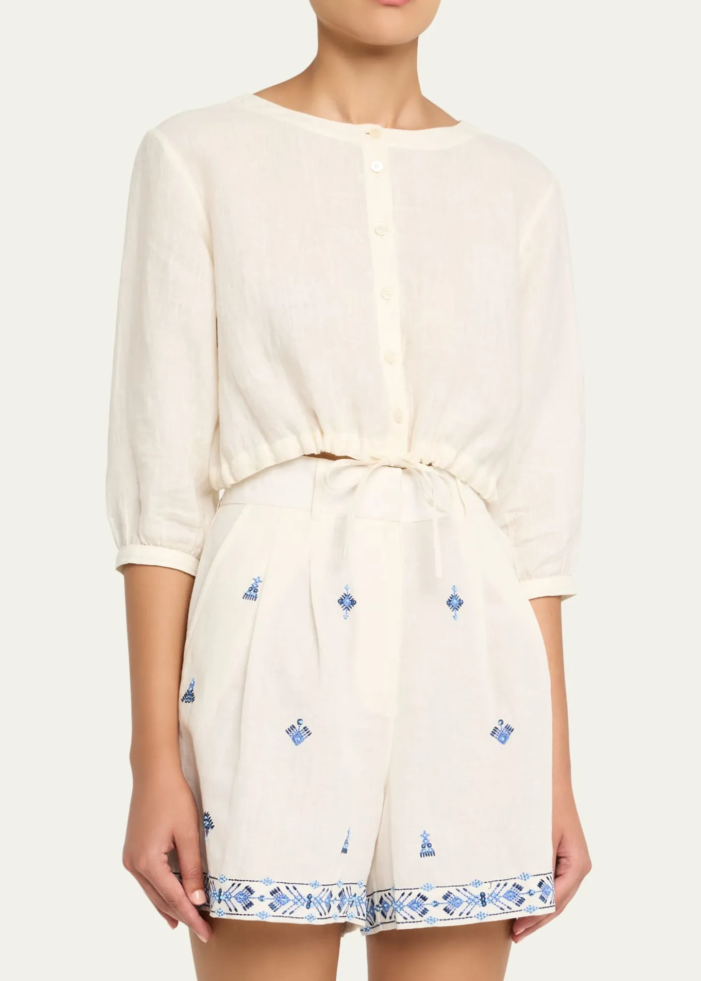 EMPORIO SIRENUSENew Jinny Linen Crop Blouse